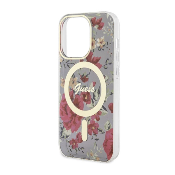 Etui Do iPhone 14 Pro Guess Flower MagSafe Zielony