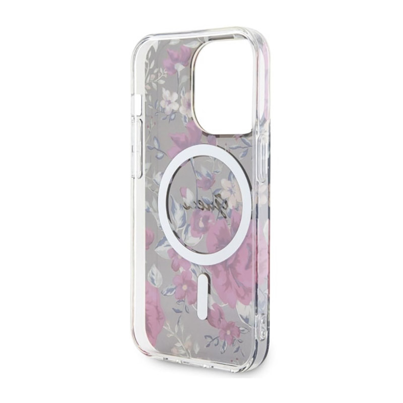 Etui Do iPhone 14 Pro Guess Flower MagSafe Zielony