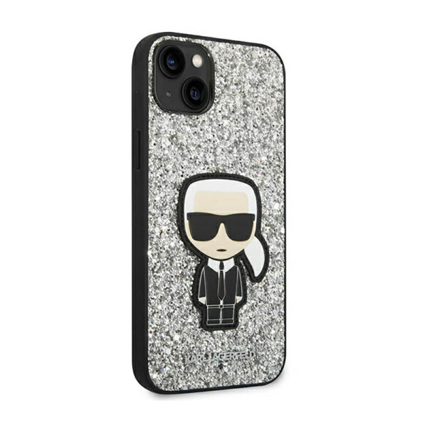 Etui Do iPhone 14 Plus Karl Lagerfeld Glitter Flakes Ikonik Srebrny