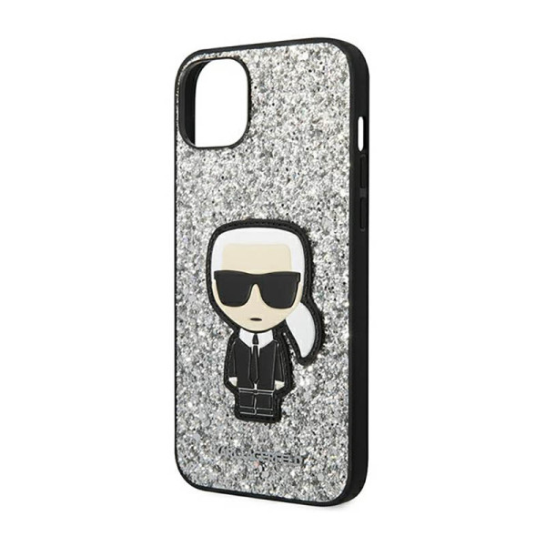 Etui Do iPhone 14 Plus Karl Lagerfeld Glitter Flakes Ikonik Srebrny