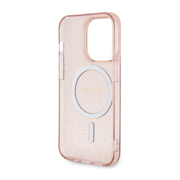 Etui Do iPhone 14 Pro Guess Glitter Gold MagSafe Różowy