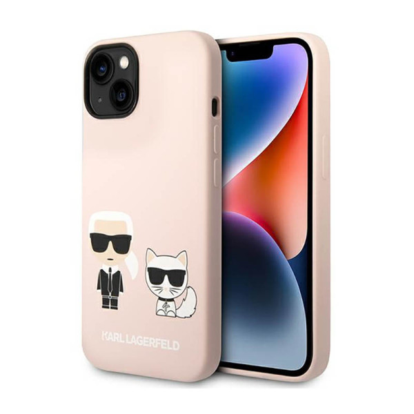 Etui Do iPhone 14 Plus Karl Lagerfeld Liquid Silicone Karl & Choupette MagSafe Różowy