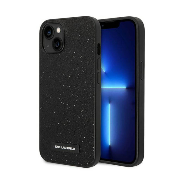 Etui Do iPhone 14 Plus Karl Lagerfeld Glitter Plaque Logo Czarny