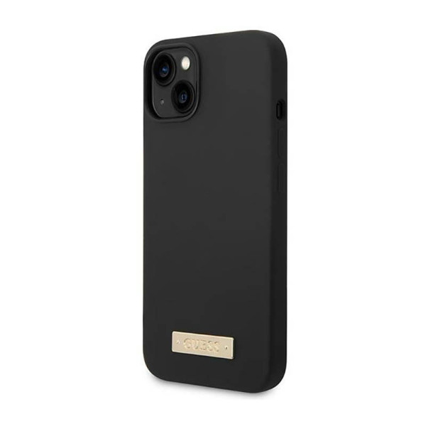Etui Do iPhone 14 Plus Guess Silicone Logo Plate MagSafe Czarny