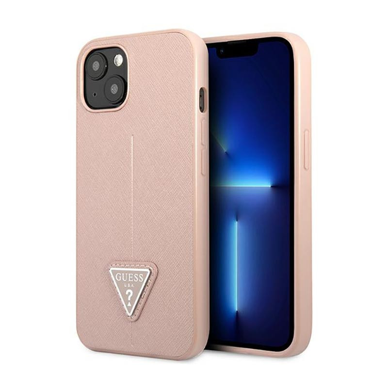 Etui Do iPhone 14 Plus Guess Saffiano Triangle Logo Case Różowy