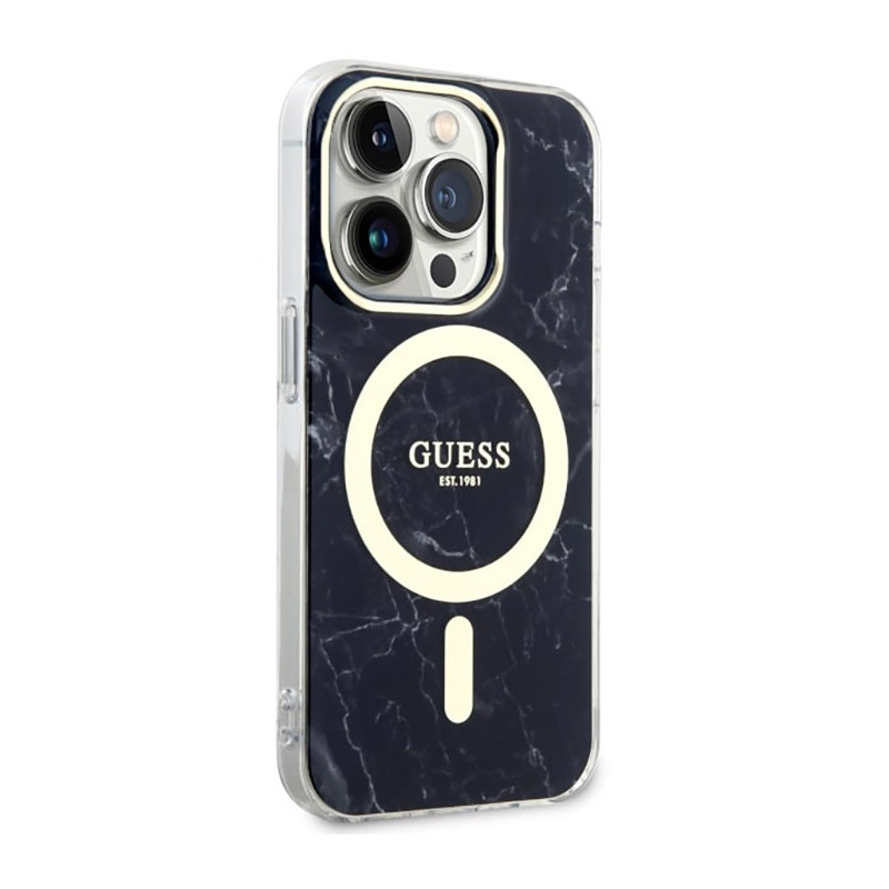 Etui Do iPhone 14 Pro Guess Marble MagSafe Czarny