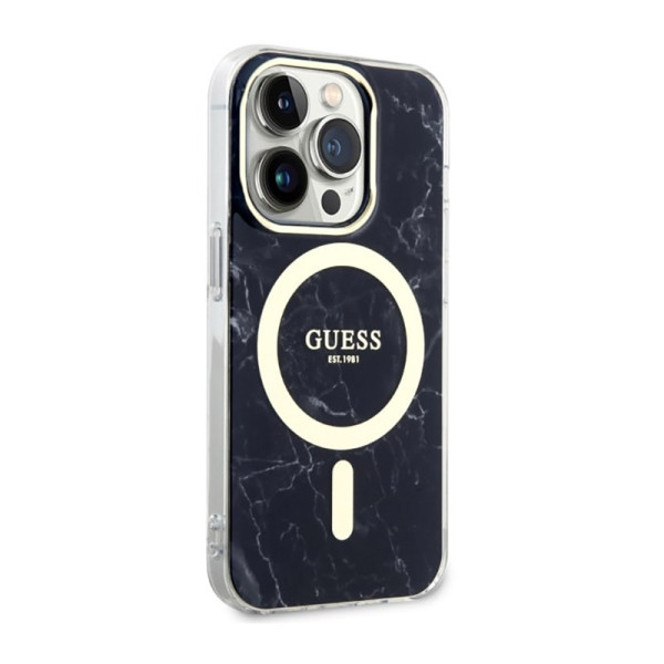 Etui Do iPhone 14 Pro Guess Marble MagSafe Czarny