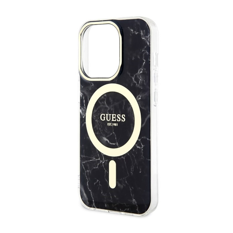 Etui Do iPhone 14 Pro Guess Marble MagSafe Czarny