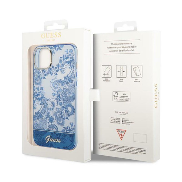 Etui Do iPhone 14 Plus Guess Porcelain Collection Niebieski