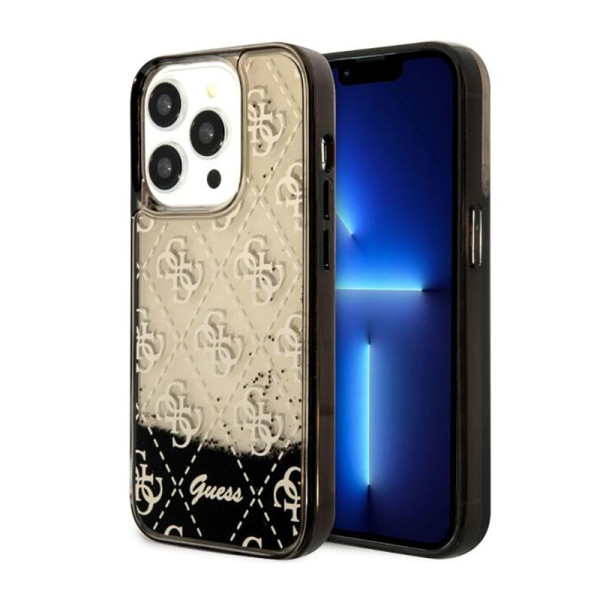Etui Do iPhone 14 Pro Guess Liquid Glitter Transculent 4G Czarny