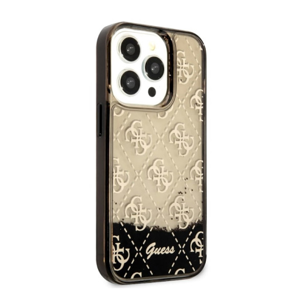 Etui Do iPhone 14 Pro Guess Liquid Glitter Transculent 4G Czarny