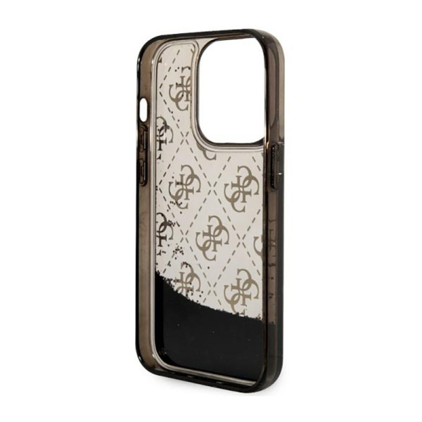 Etui Do iPhone 14 Pro Guess Liquid Glitter Transculent 4G Czarny