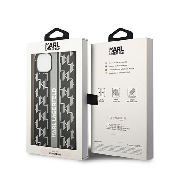 Etui Do iPhone 14 Plus Karl Lagerfeld Monogram Stripe Szary