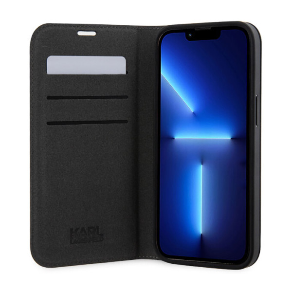 Etui Do iPhone 14 Pro Karl Lagerfeld Booktype Saffiano Monogram Czarny