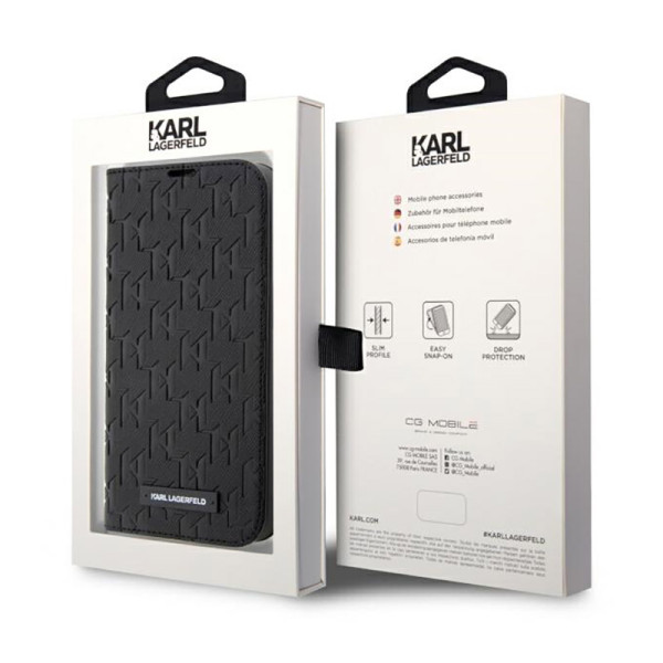 Etui Do iPhone 14 Pro Karl Lagerfeld Booktype Saffiano Monogram Czarny
