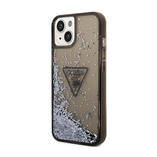 Etui Do iPhone 14 Plus Guess Liquid Glitter Triangle Logo Case Czarny