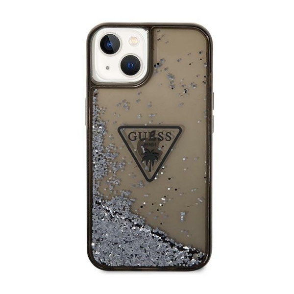 Etui Do iPhone 14 Plus Guess Liquid Glitter Triangle Logo Case Czarny