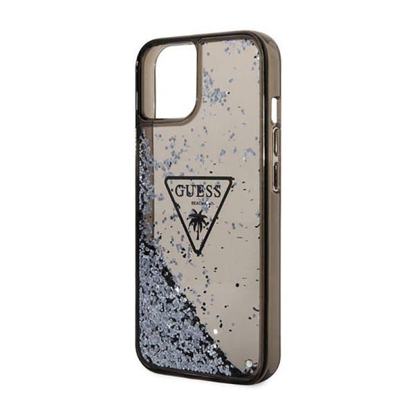 Etui Do iPhone 14 Plus Guess Liquid Glitter Triangle Logo Case Czarny