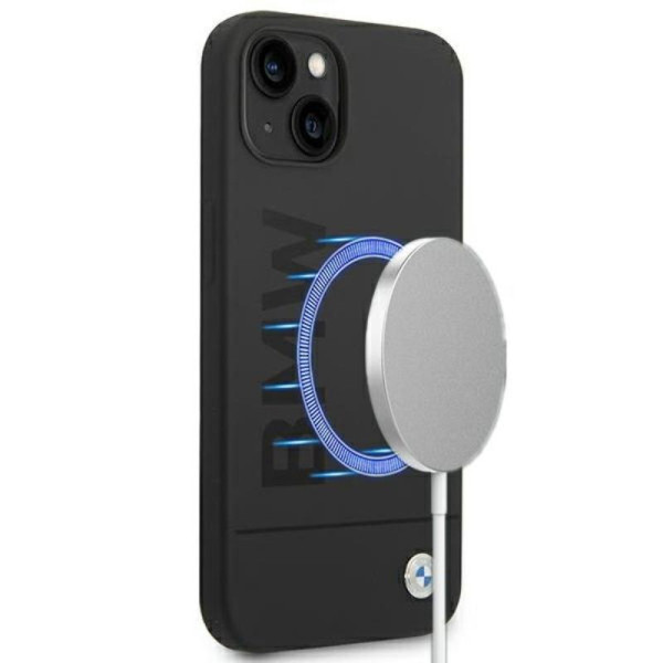 Etui Do iPhone 14 Plus BMW Silicone Signature Logo MagSafe Czarny