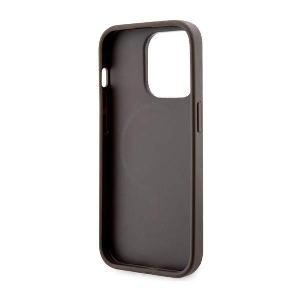 Etui Do iPhone 14 Pro Guess 4G Printed Stripes MagSafe Brązowy