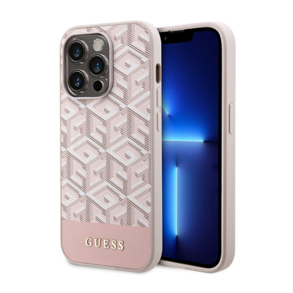 Etui Do iPhone 14 Pro Guess Gcube Stripes MagSafe Różowy