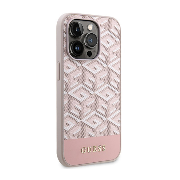 Etui Do iPhone 14 Pro Guess Gcube Stripes MagSafe Różowy