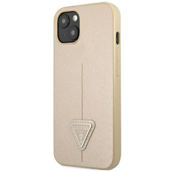 Etui Do iPhone 14 Plus Guess Saffiano Triangle Logo Case Beżowy