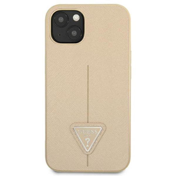 Etui Do iPhone 14 Plus Guess Saffiano Triangle Logo Case Beżowy