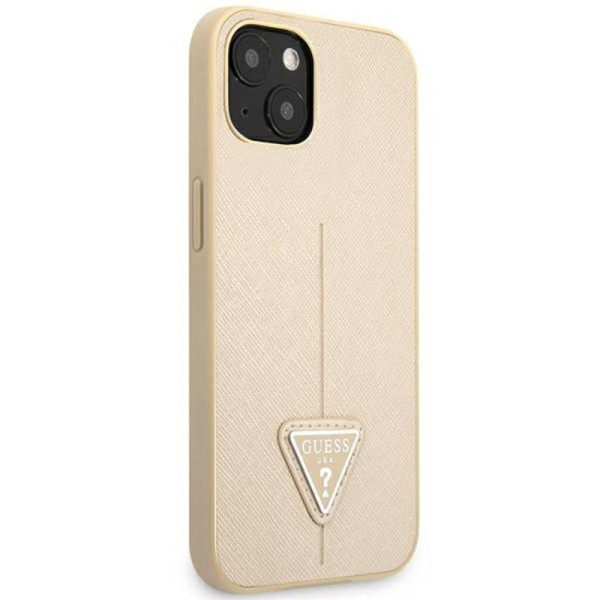 Etui Do iPhone 14 Plus Guess Saffiano Triangle Logo Case Beżowy