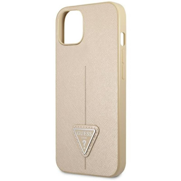 Etui Do iPhone 14 Plus Guess Saffiano Triangle Logo Case Beżowy