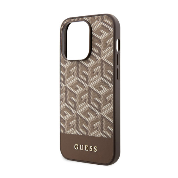 Etui Do iPhone 14 Pro Guess Gcube Stripes MagSafe Brązowy
