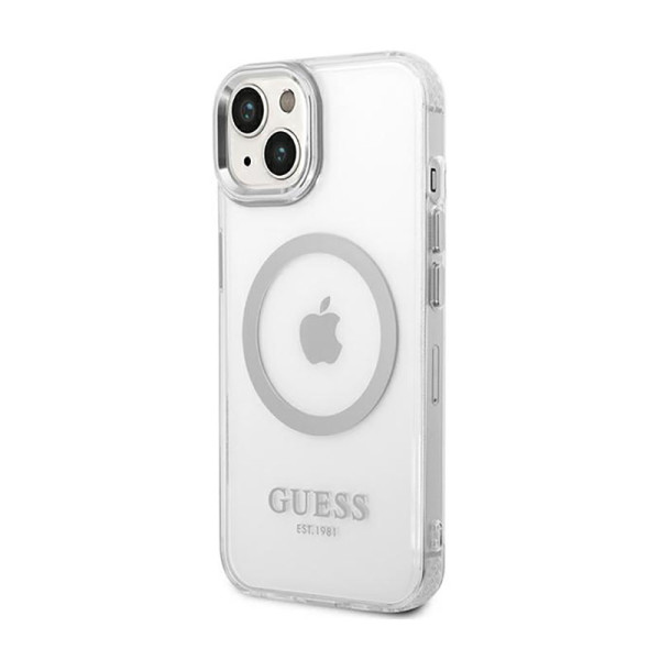 Etui Do iPhone 14 Plus Guess Metal Outline MagSafe Przezroczysty