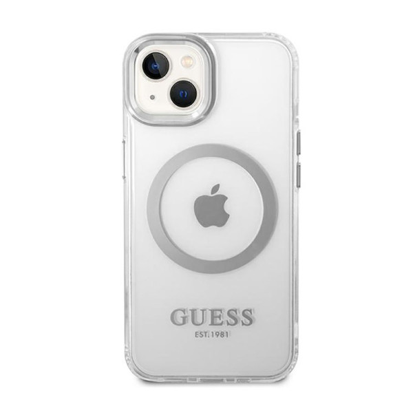 Etui Do iPhone 14 Plus Guess Metal Outline MagSafe Przezroczysty