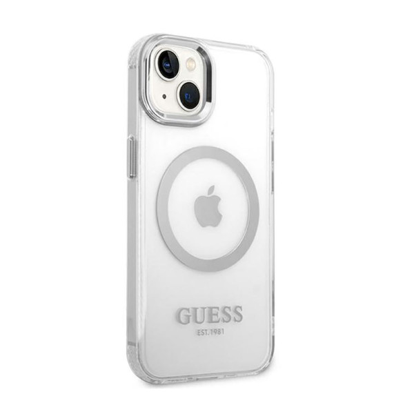 Etui Do iPhone 14 Plus Guess Metal Outline MagSafe Przezroczysty