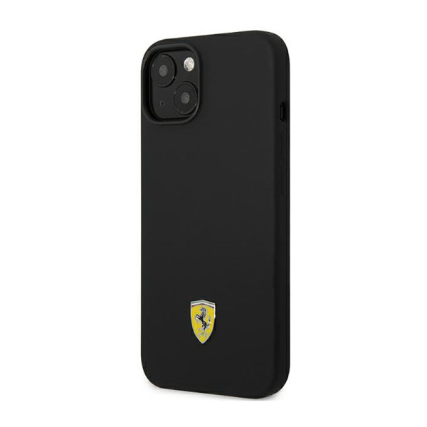 Etui Do iPhone 14 Plus Ferrari Silicone Metal Logo Czarny