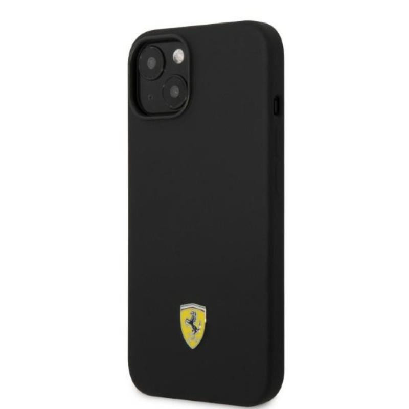 Etui Do iPhone 14 Plus Ferrari Silicone Metal Logo MagSafe Czarny