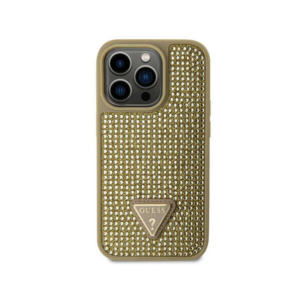 Etui Do iPhone 14 Pro Guess Rhinestone Triangle Złoty
