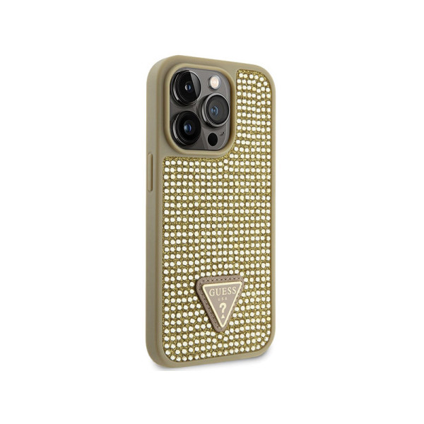 Etui Do iPhone 14 Pro Guess Rhinestone Triangle Złoty