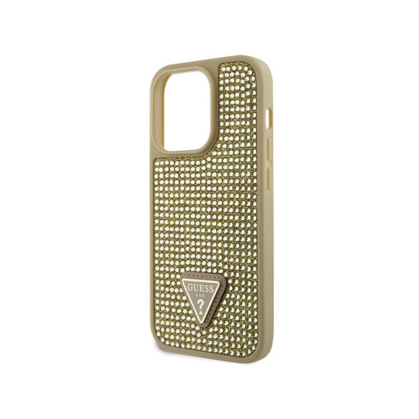 Etui Do iPhone 14 Pro Guess Rhinestone Triangle Złoty