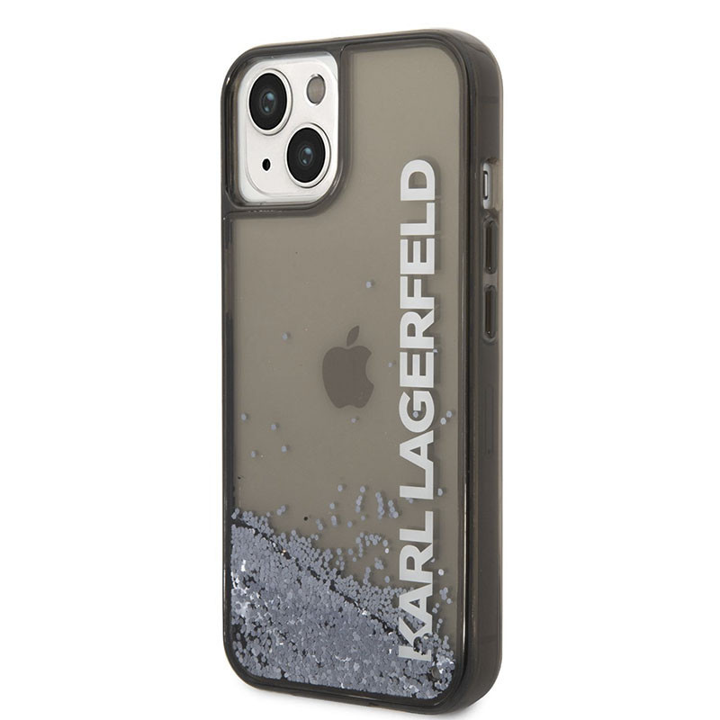 Etui Do iPhone 14 Plus Karl Lagerfeld Liquid Glitter Translucent Elongated Logo Case Czarny