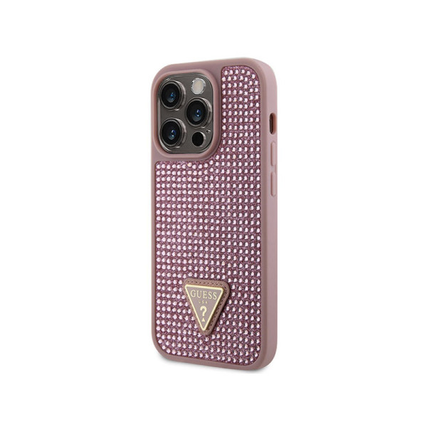 Etui Do iPhone 14 Pro Guess Rhinestone Triangle Różowy