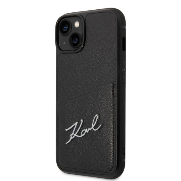 Etui Do iPhone 14 Plus Karl Lagerfeld Signature Logo Cardslot Czarny