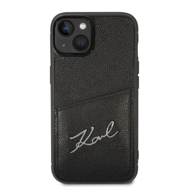 Etui Do iPhone 14 Plus Karl Lagerfeld Signature Logo Cardslot Czarny