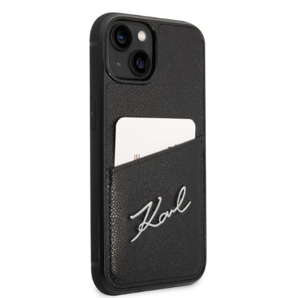 Etui Do iPhone 14 Plus Karl Lagerfeld Signature Logo Cardslot Czarny
