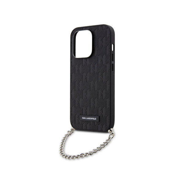 Etui Do iPhone 14 Pro Karl Lagerfeld Saffiano Monogram Chain Czarny