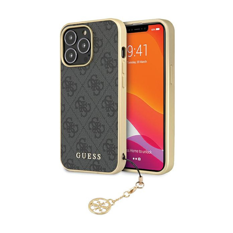 Etui Do iPhone 14 Pro Guess 4G Charms Collection Szary