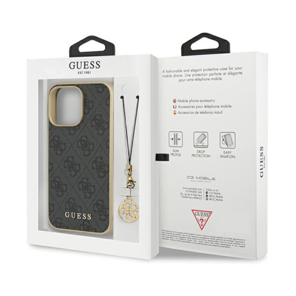 Etui Do iPhone 14 Pro Guess 4G Charms Collection Szary