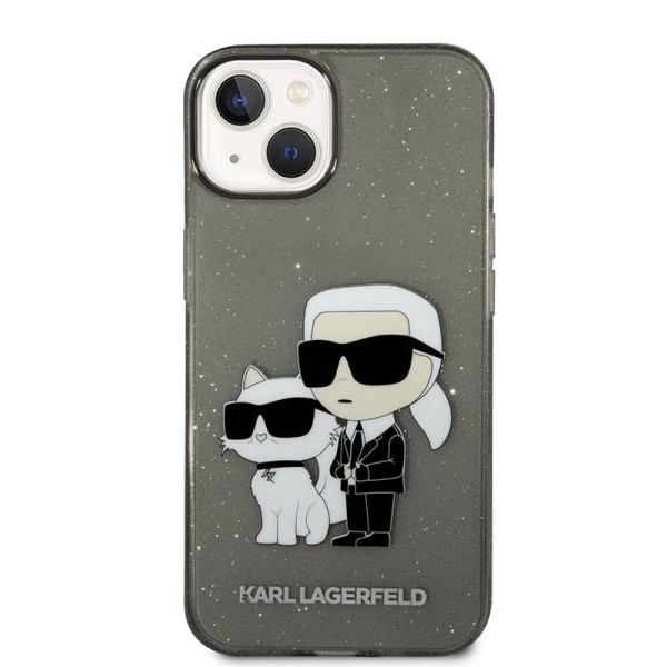 Etui Do iPhone 14 Plus Karl Lagerfeld Iml Glitter NFT Karl & Choupette Czarny