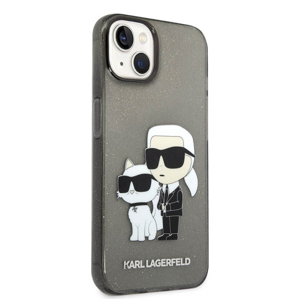 Etui Do iPhone 14 Plus Karl Lagerfeld Iml Glitter NFT Karl & Choupette Czarny