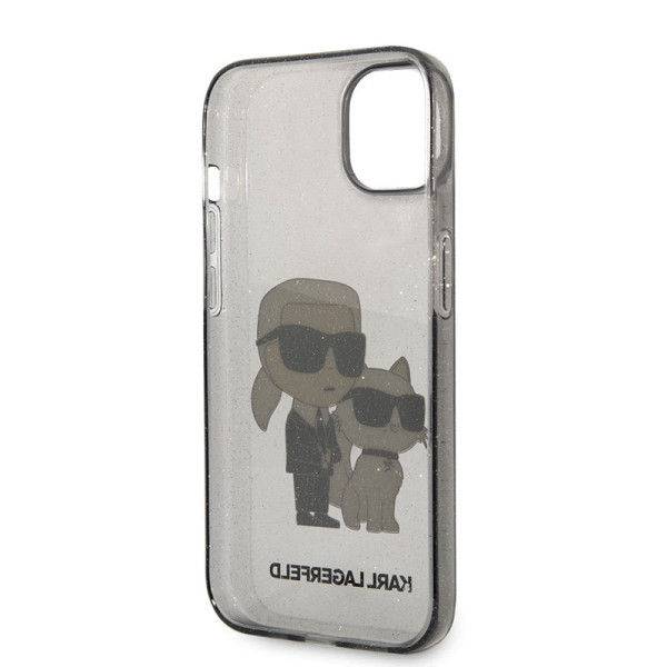 Etui Do iPhone 14 Plus Karl Lagerfeld Iml Glitter NFT Karl & Choupette Czarny
